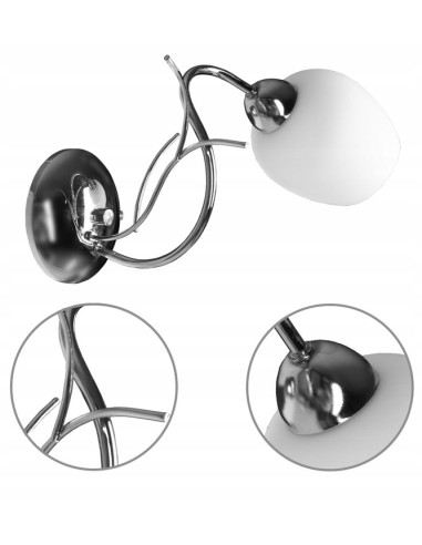 Elegancki kinkiet Dorika w kolorze chromu z białym kloszem - stylowe oświetlenie do sypialni i innych wnętrz