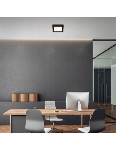 Plafon LED Briloner 12W kwadratowy 17x3,2 cm czarny - nowoczesne oświetlenie do korytarzy i wnętrz