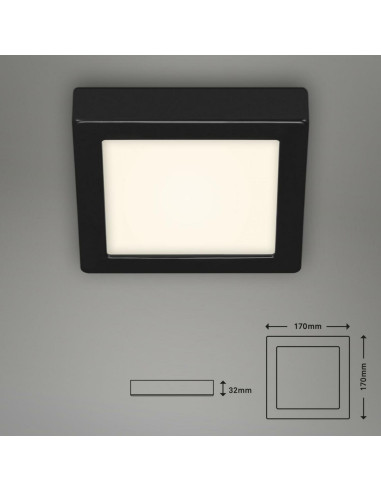 Plafon LED Briloner 12W kwadratowy 17x3,2 cm czarny - nowoczesne oświetlenie do korytarzy i wnętrz
