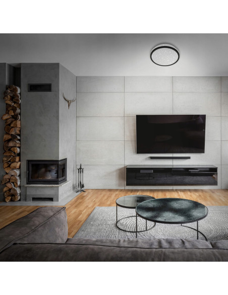 Plafon LED Briloner NIGRA 21,7 cm – nowoczesna lampa sufitowa z gwiazdkami do sypialni i pokoju dziecięcego