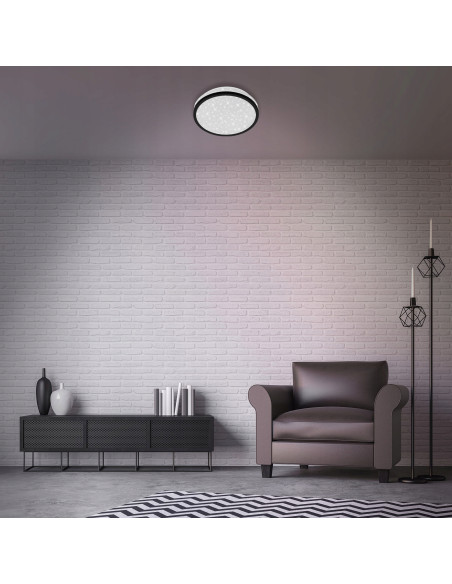 Plafon LED Briloner NIGRA 21,7 cm – nowoczesna lampa sufitowa z gwiazdkami do sypialni i pokoju dziecięcego