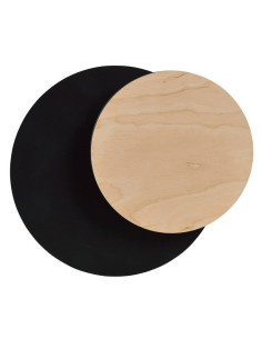 Kinkiet CIRCLE w kształcie półksiężyca, czarny, nowoczesne oświetlenie z drewnianą konstrukcją do wnętrz