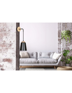 Elegancki kinkiet BOLERO z drewnianymi detalami - nowoczesne oświetlenie do sypialni i wnętrz w kolorze czarnym 2