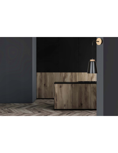 Elegancki kinkiet BOLERO z drewnianymi detalami - nowoczesne oświetlenie do sypialni i wnętrz w kolorze czarnym