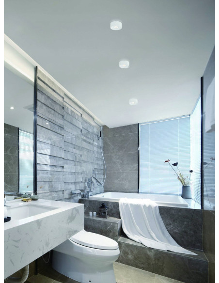 Lampa sufitowa Neo Bianco Slim LED - nowoczesny plafon z chromowanym akcentem w matowej bieli do jadalni i salonu