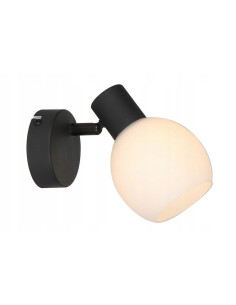 Kinkiet Cortez - czarny z mlecznym kloszem, nowoczesne oświetlenie ścienne do sypialni, elegancki design, regulowane.