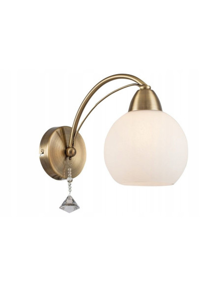 Lampa Kinkiet Vanity w Patynowym Złocie z Kryształkiem - Elegancka Oświetlenie do Sypialni i Przestrzeni Wypoczynkowej