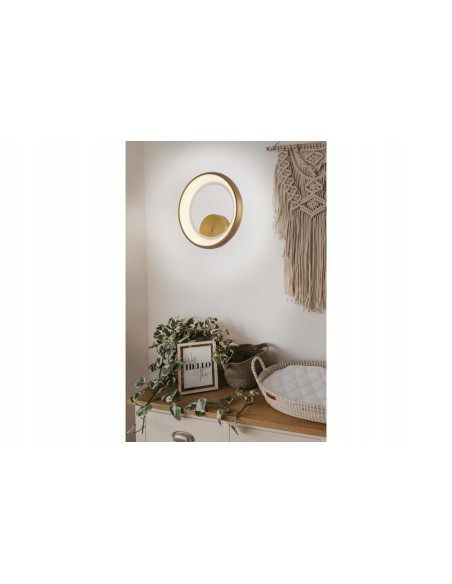 Kinkiet LED Thea 20W w złotej oprawie - nowoczesna lampa idealna do korytarza i przy lustrze, energooszczędna.