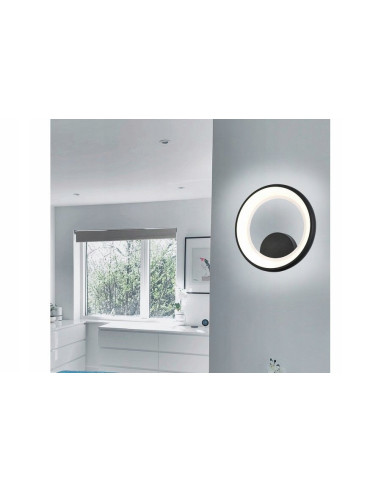 Lampa LED Thea Doughnut, czarna, 30 cm - nowoczesny kinkiet do sypialni z energooszczędnym światłem 4000K