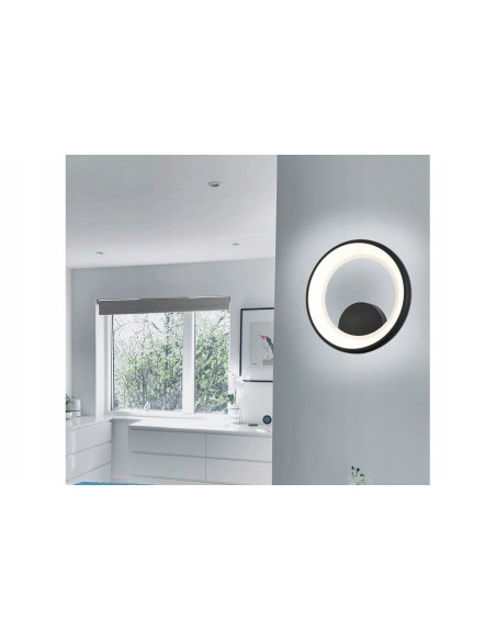 Lampa LED Thea Doughnut, czarna, 30 cm - nowoczesny kinkiet do sypialni z energooszczędnym światłem 4000K