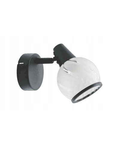 Kinkiet MEGAN czarny z szklanym kloszem - nowoczesna lampa ścienna do stylowych wnętrz