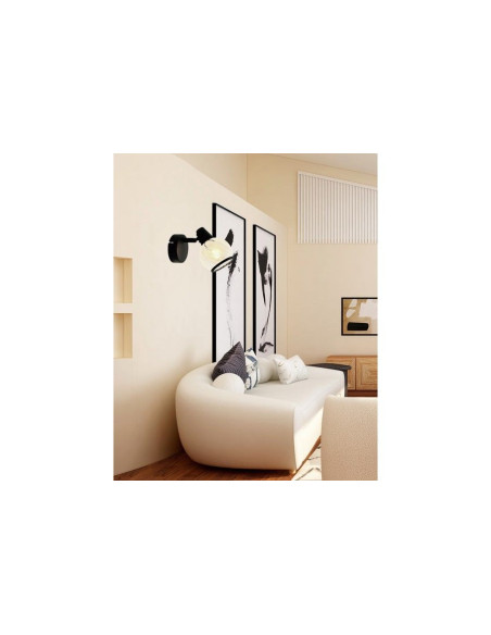 Kinkiet MEGAN czarny z szklanym kloszem - nowoczesna lampa ścienna do stylowych wnętrz