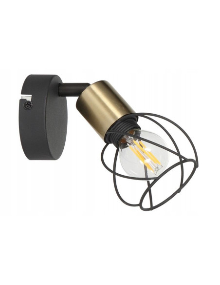 Loftowy kinkiet Mahavi z metalowym kloszem czarnym i mosiężnym – elegancka dekoracja do nowoczesnych wnętrz