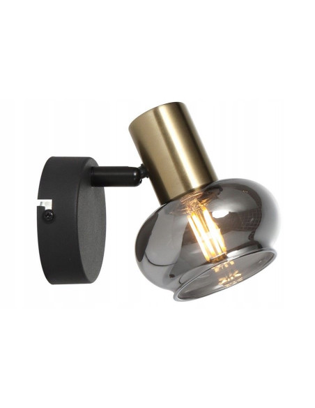 Kinkiet mosiężny Lauree z dymionym kloszem - elegancka lampa ścienna w stylu nowoczesnym i klasycznym