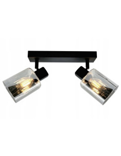 Lampa sufitowa Harlow - nowoczesny plafon z dymionego szkła, reflektory, czarno-szara elegancja do wnętrz.