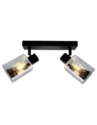 Lampa sufitowa Harlow - nowoczesny plafon z dymionego szkła, reflektory, czarno-szara elegancja do wnętrz.