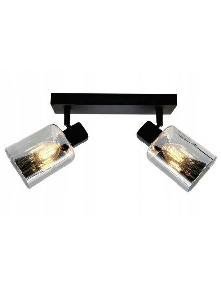 Lampa sufitowa Harlow - nowoczesny plafon z dymionego szkła, reflektory, czarno-szara elegancja do wnętrz.