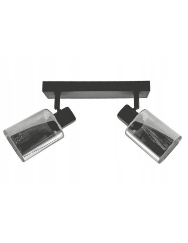 Lampa sufitowa Harlow - nowoczesny plafon z dymionego szkła, reflektory, czarno-szara elegancja do wnętrz.