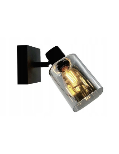 Kinkiet Harlow – czarny z dymionym szkłem, elegancka lampa do sypialni i salonu, styl nowoczesny