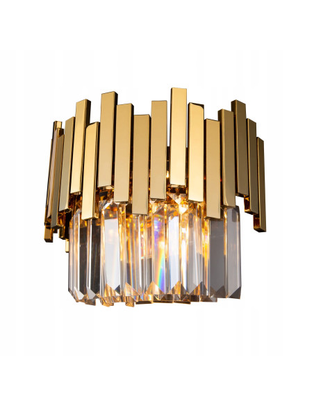 Luksusowy Kinkiet TREND z Kryształowymi Detalami, Złoty, Eleganckie Oświetlenie do Salonu i Sypialni, 3 Źródła Światła