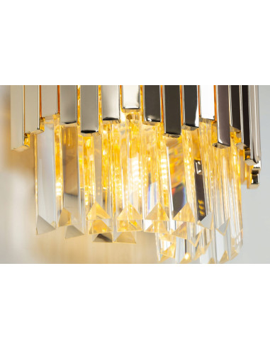 Luksusowy Kinkiet TREND z Kryształowymi Detalami, Złoty, Eleganckie Oświetlenie do Salonu i Sypialni, 3 Źródła Światła