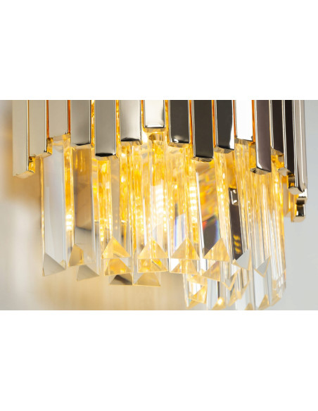 Luksusowy Kinkiet TREND z Kryształowymi Detalami, Złoty, Eleganckie Oświetlenie do Salonu i Sypialni, 3 Źródła Światła