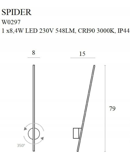 Kinkiet Spider Maxlight w kolorze złotym, nowoczesny z regulacją oświetlenia, zintegrowane LED do sypialni.