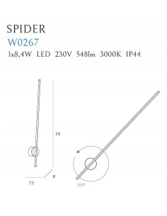 Nowoczesna lampa ścienna Spider LED czarna, 350° obracana, eleganckie oświetlenie do każdego wnętrza 2