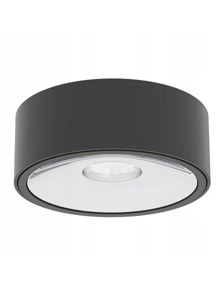 Lampa sufitowa Neo Nero Slim LED - Okrągła, czarna oprawa z chromowanym pierścieniem do nowoczesnych wnętrz.