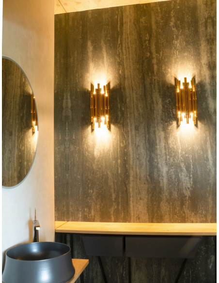 Kinkiet Organic w kształcie rurki, złoty LED 8W, nowoczesny design do korytarza i wnętrz marki Maxlight