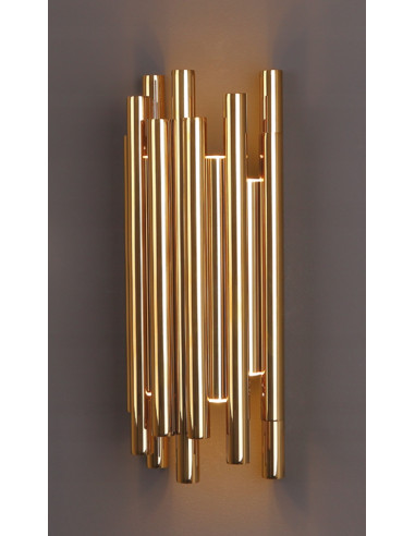 Kinkiet Organic w kształcie rurki, złoty LED 8W, nowoczesny design do korytarza i wnętrz marki Maxlight