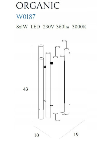 Kinkiet Organic w kształcie rurki, złoty LED 8W, nowoczesny design do korytarza i wnętrz marki Maxlight