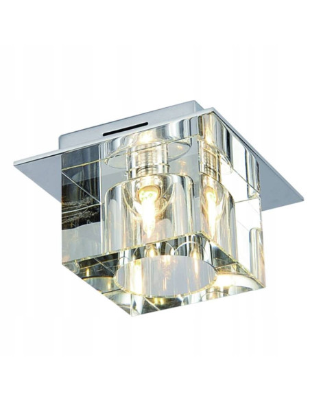 Plafon szklany ROCCO w eleganckim srebrze, nowoczesna lampa sufitowa do salonu i przestrzeni komercyjnych