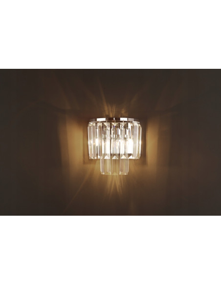 Kinkiet Monaco - Ekskluzywna lampa ścienna z kryształami, złote wykończenie, design glamour do sypialni i wnętrz.