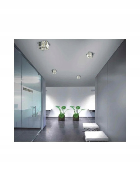 Plafon szklany ROCCO w eleganckim srebrze, nowoczesna lampa sufitowa do salonu i przestrzeni komercyjnych