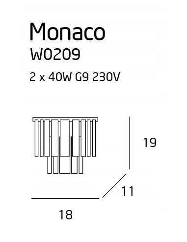 Kinkiet Monaco - Ekskluzywna lampa ścienna z kryształami, złote wykończenie, design glamour do sypialni i wnętrz.