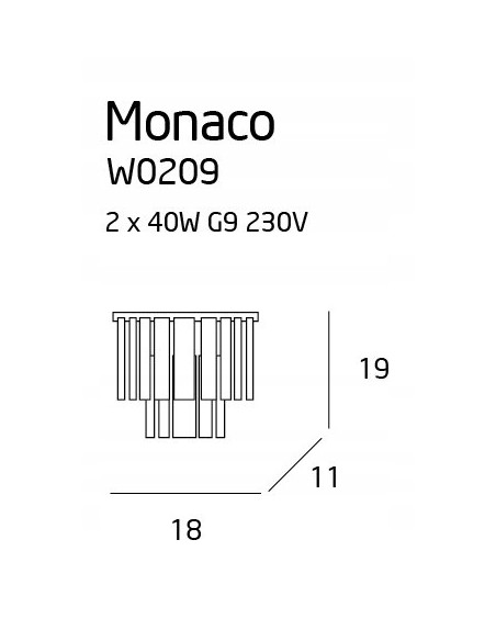 Kinkiet Monaco - Ekskluzywna lampa ścienna z kryształami, złote wykończenie, design glamour do sypialni i wnętrz.