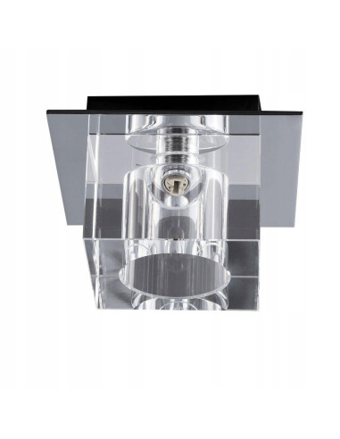 Plafon szklany ROCCO w eleganckim srebrze, nowoczesna lampa sufitowa do salonu i przestrzeni komercyjnych