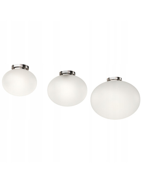 Lampa sufitowa Palla – klasyczny plafon z opalowym kloszem, eleganckie oświetlenie do wnętrz i butików.