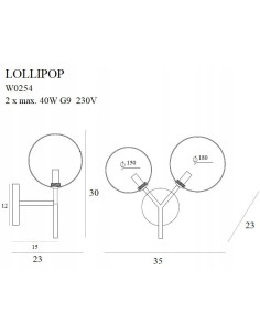 Kinkiet Lollipop w mosiężnej oprawie z eleganckimi szklanymi kloszami – nowoczesny styl do luksusowych wnętrz 2