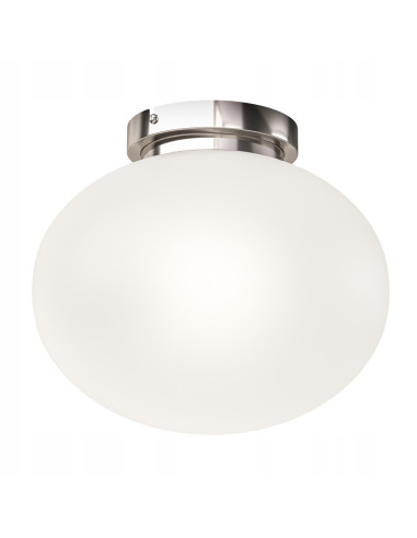 Lampa sufitowa Palla - Nowoczesna kula szklana w białym opalu do eleganckich wnętrz, idealna do salonu i sypialni