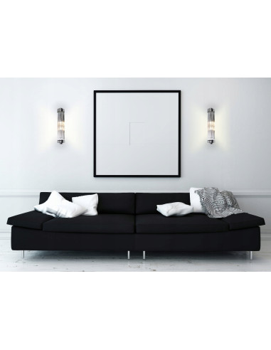 Kinkiet Art Deco Florence z kryształami, srebrny chrom, 2 punkty świetlne – eleganckie oświetlenie do wnętrz.