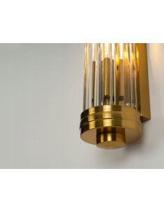 Lampa kinkietowa Florence w złotym mosiądzu - elegancki kinkiet kryształowy w stylu art deco z dwoma punktami świetlnymi 2