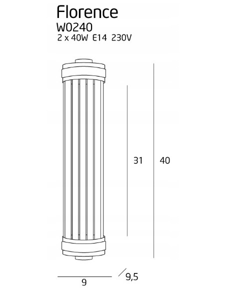 Lampa kinkietowa Florence w złotym mosiądzu - elegancki kinkiet kryształowy w stylu art deco z dwoma punktami świetlnymi