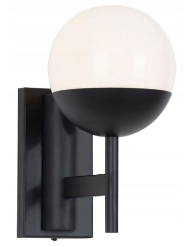 Elegancki czarny kinkiet z kulistym kloszem, nowoczesna lampa ścienna z kolekcji Dallas - Maxlight