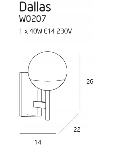 Elegancki czarny kinkiet z kulistym kloszem, nowoczesna lampa ścienna z kolekcji Dallas - Maxlight