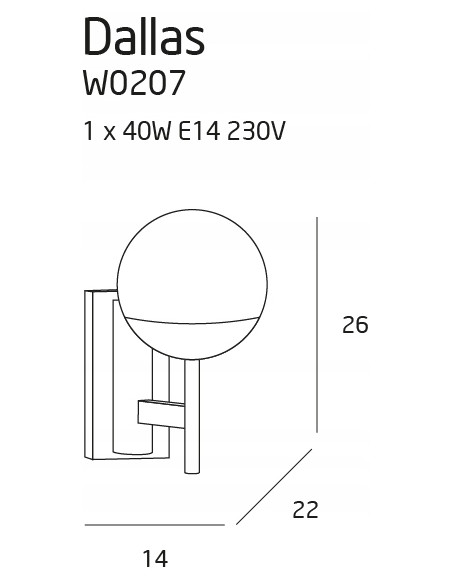 Elegancki czarny kinkiet z kulistym kloszem, nowoczesna lampa ścienna z kolekcji Dallas - Maxlight