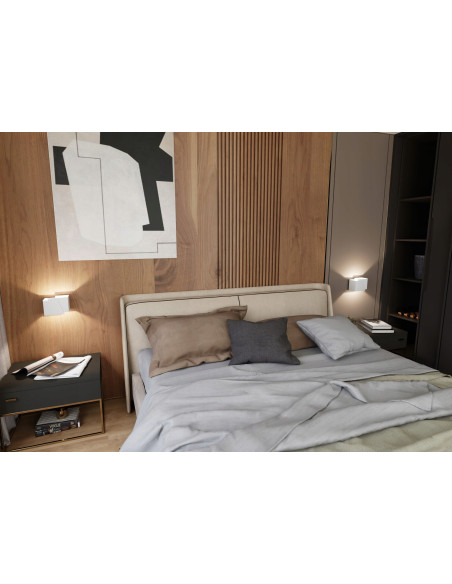 Lampa ścienna FROST w klasycznym stylu z podwójnymi trapezami - elegancka lampa oświetleniowa, 1x8W, biały metal