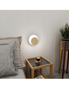 Kinkiet CIRCLE - eleganckie oświetlenie ścienne z drewna i metalu, idealny do sypialni i salonu 2