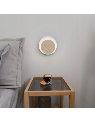 Kinkiet CIRCLE - eleganckie oświetlenie ścienne z drewna i metalu, idealny do sypialni i salonu